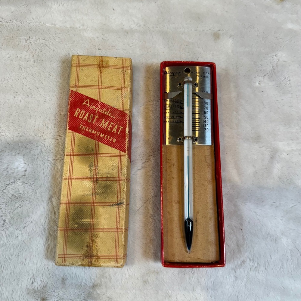 Vintage Airguide Roast Meat Thermometer Stainless Steel Chicago USA with Box